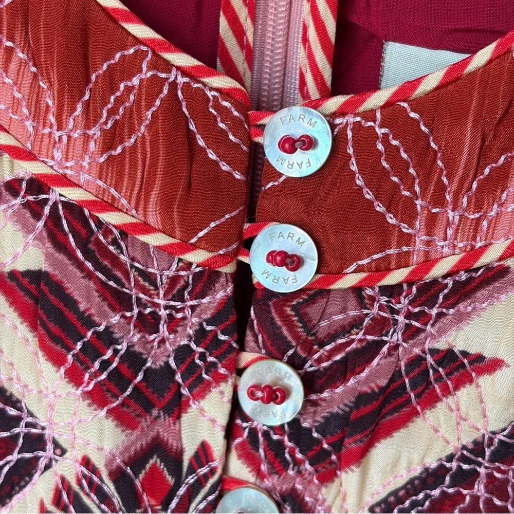Farm Rio: Red Amanda Stripes Tapestry Quilted Mini Dress